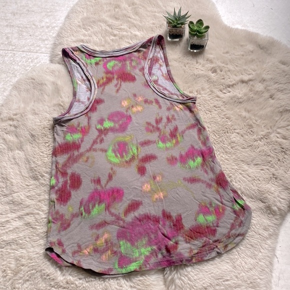Ella Moss Shirt Tank Tie Dye Flowers Gray Pink Green XS - Picture 2 of 8